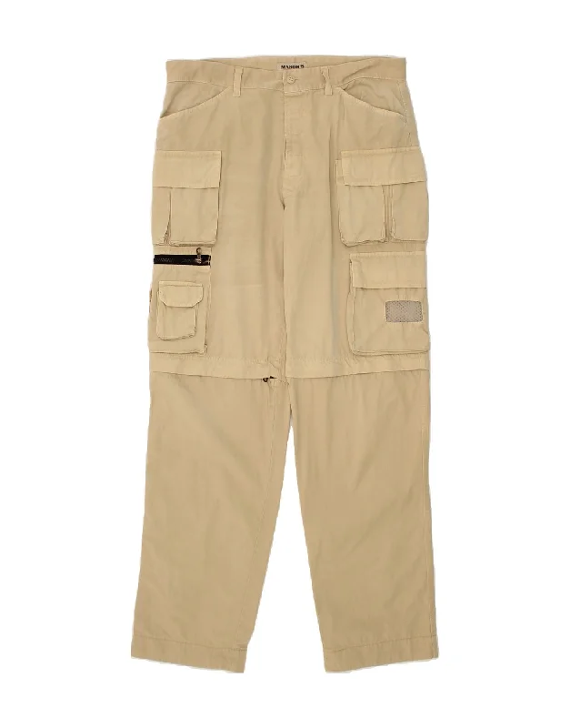 Monochrome Style MASON'S Mens Straight Cargo Trousers IT 52 XL W36 L34  Beige Cotton