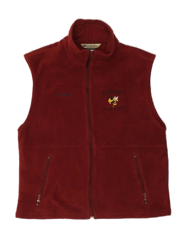 Classic Blazers COLUMBIA Mens Graphic Fleece Gilet UK 38 Medium Burgundy Polyester