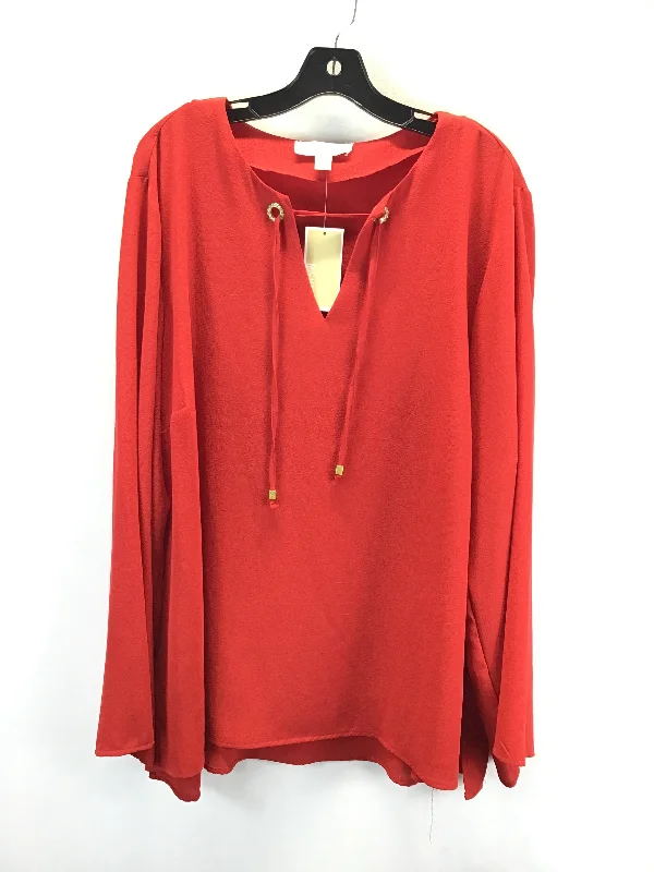 Leather Jackets Top Long Sleeve By Michael By Michael Kors In Red, Size: 3x