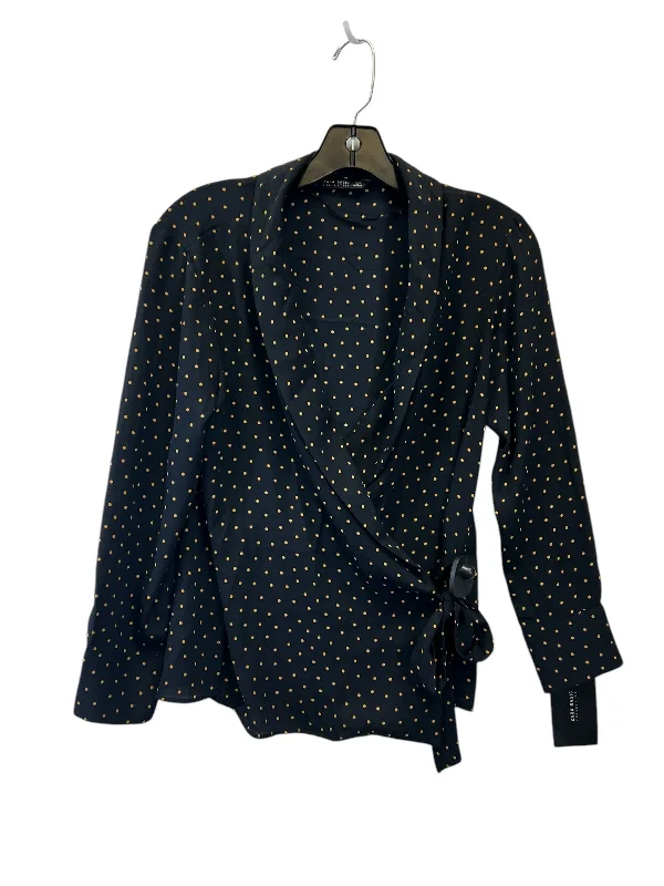 Street Style Top Long Sleeve By Zara Basic In Polkadot Pattern, Size: S