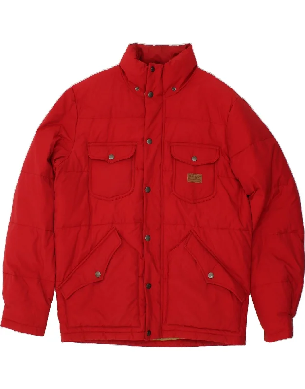 Athletic Wear LEE Mens Padded Jacket UK 38 Medium Red Cotton