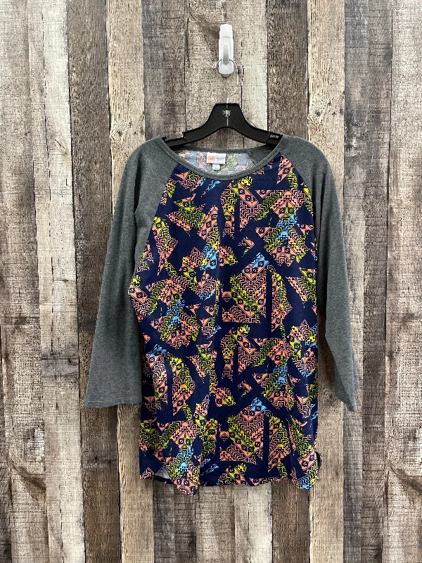 Designer Pants Top Long Sleeve By Lularoe In Multi-colored, Size: 2x