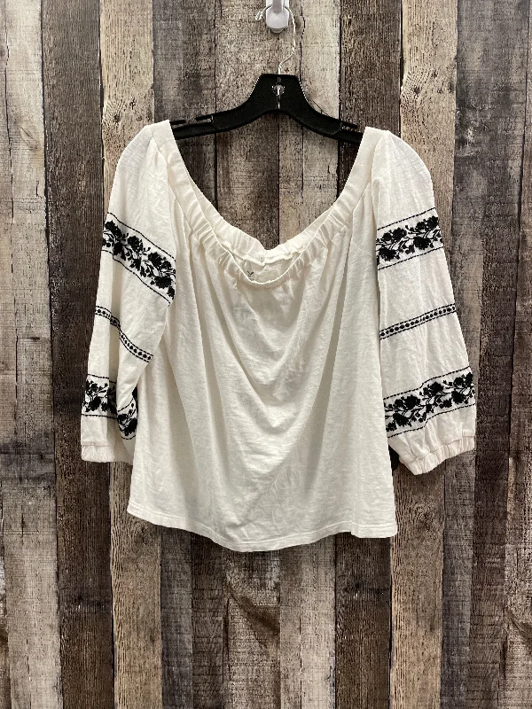 Streetwear Fashion Top 3/4 Sleeve By American Eagle In Cream, Size: L