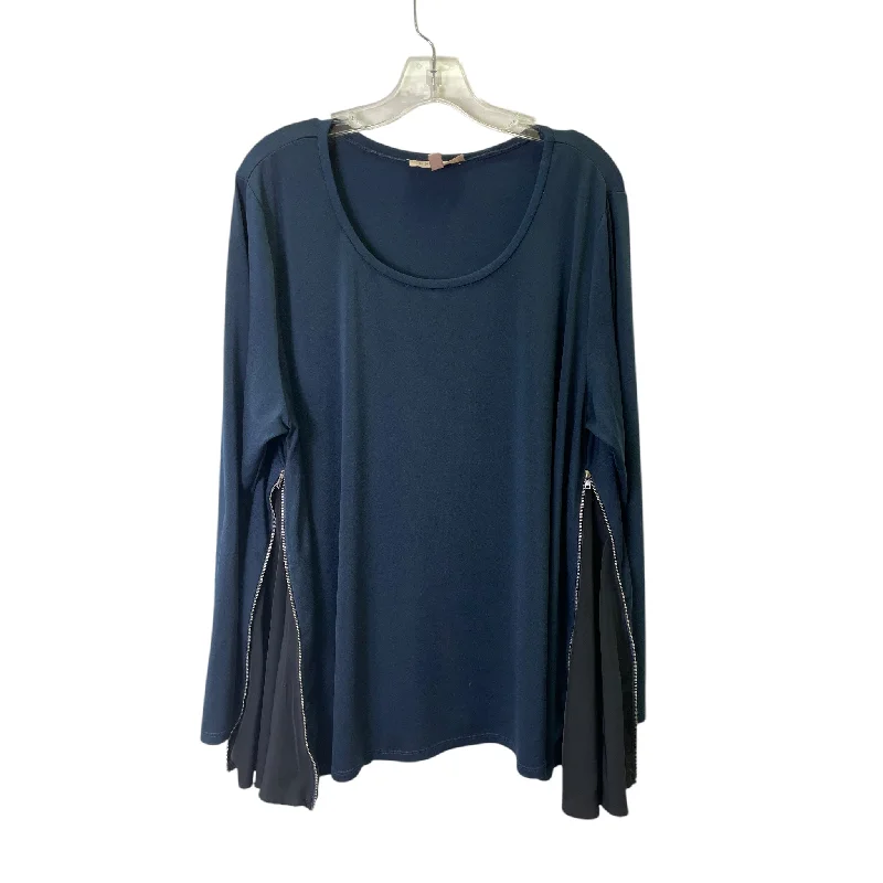 Casual Suits Top 3/4 Sleeve Basic By Philosophy In Blue, Size:2X