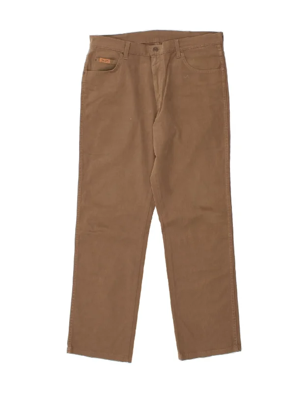 Modern Menswear WRANGLER Mens Texas Stretch Straight Casual Trousers W34 L34 Brown Cotton