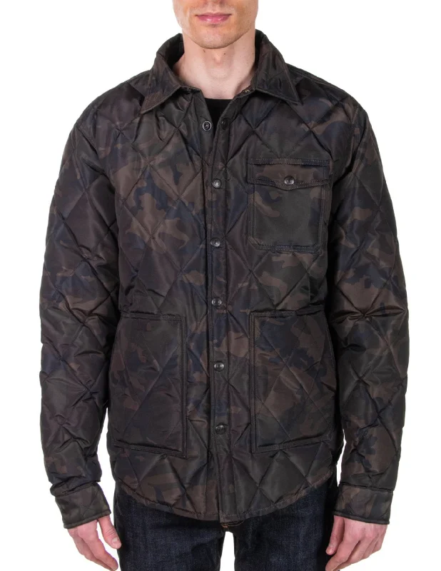 Printed Sweatshirts Schott NYC Down-filled Quilted Shirt Jacket - Camo