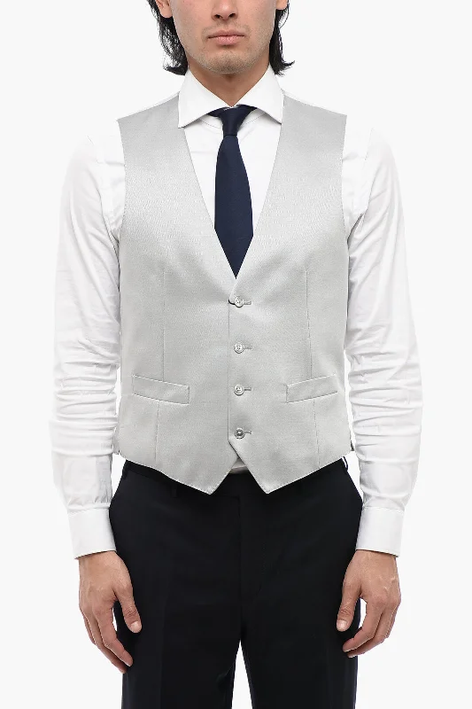 Preppy Pants Corneliani Cc Collection Wool Blend Waistcoat With Back Adjuster