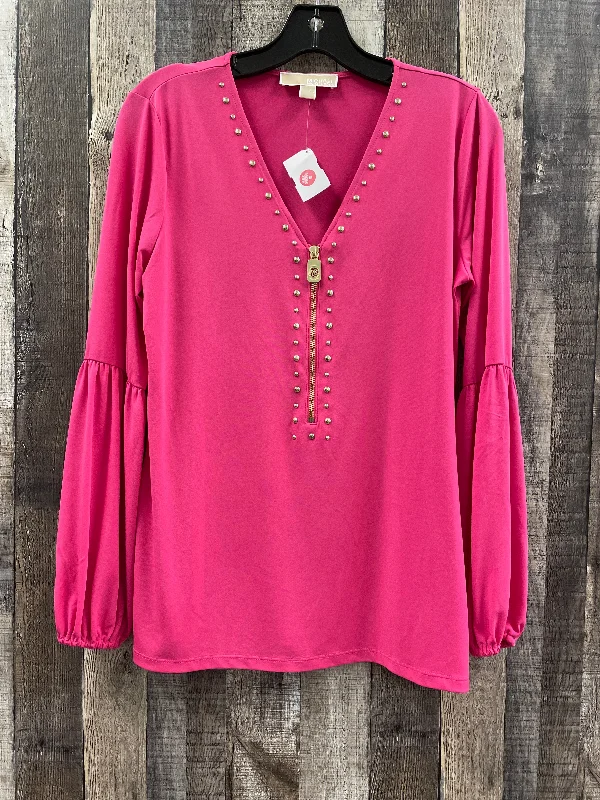 Polo Shirts Top Long Sleeve Designer By Michael Kors In Pink, Size: S