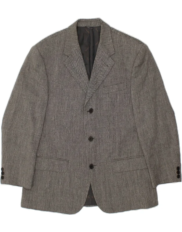 Classic Blazers BROOKSFIELD Mens 3 Button Blazer Jacket IT 50 Large Grey Chevron Wool