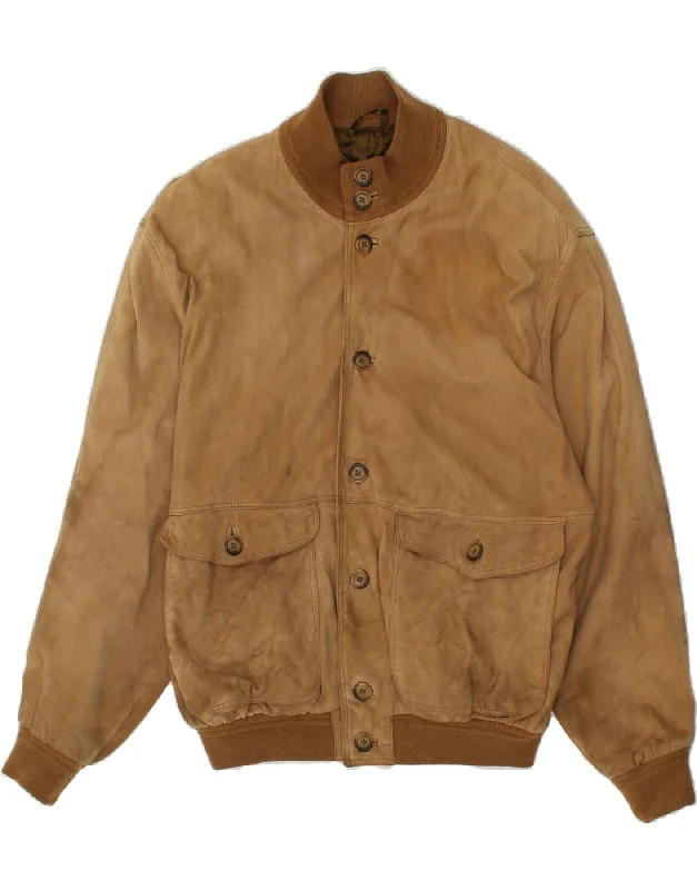 Winter Coats VINTAGE Mens Suede Bomber Jacket UK 40 Large Brown