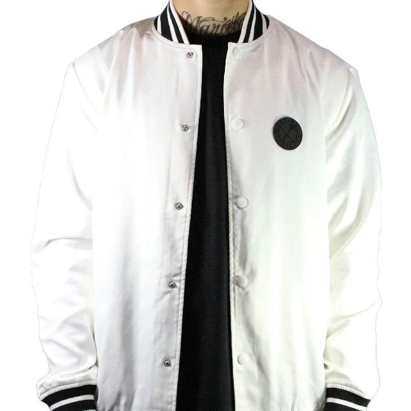 Casual Sweatshirts SRVL Satin Baseball Jacket White