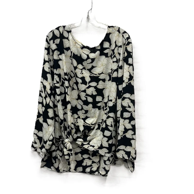 Winter Scarves Top Long Sleeve By Ava & Viv In Black, Size: 3x