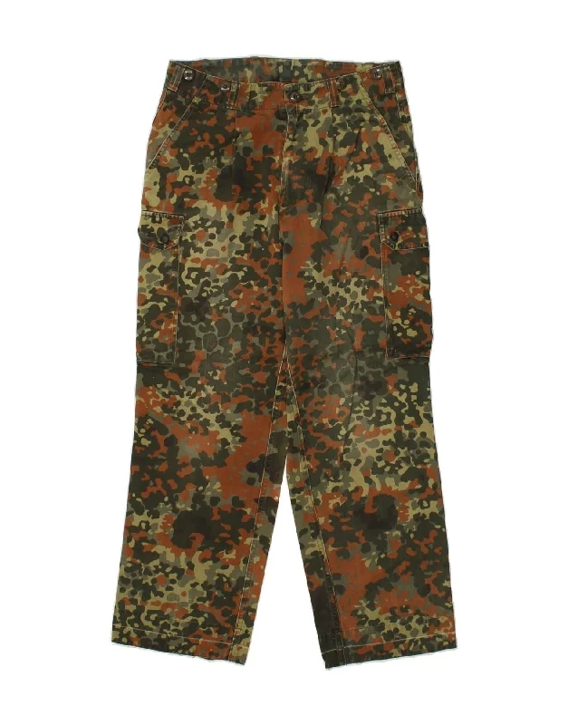 Monochrome Style VINTAGE Mens Straight Cargo Trousers W30 L29 Green Camouflage Cotton Army