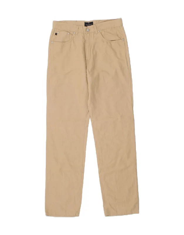 Smart Casual TRUSSARDI Mens Straight Casual Trousers W32 L34  Beige Cotton