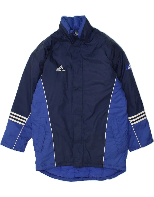 Street Casual ADIDAS Mens Loose Fit Padded Coat UK 40/42 Medium Navy Blue Colourblock