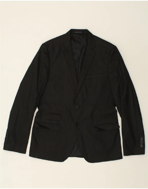 Sporty Looks JULES Mens 2 Button Blazer Jacket IT 52 XL Black Pinstripe Polyester