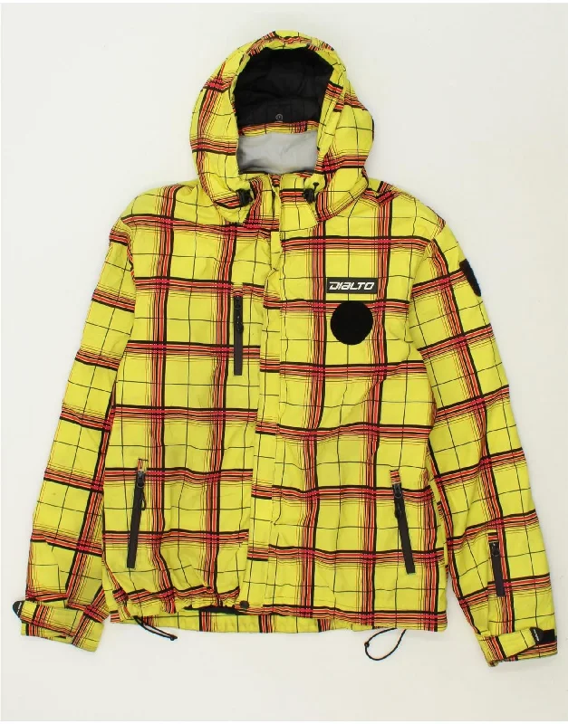 Casual Coats DIALTO Mens Graphic Hooded Windbreaker Jacket  UK 42 XL Yellow Check