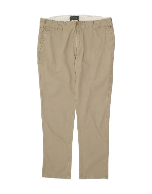 Sporty Looks DICKIES Mens Slim Chino Trousers W40 L32 Beige Cotton