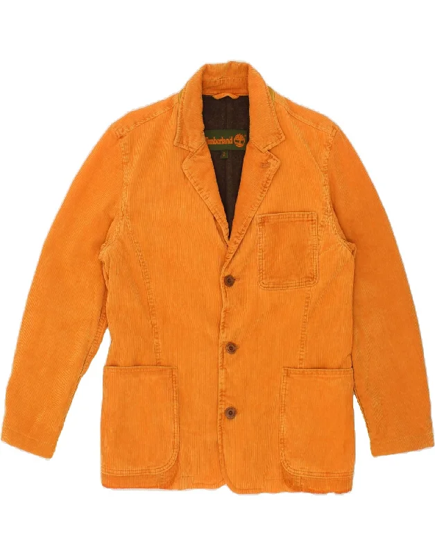 Designer Shirts TIMBERLAND Mens 3 Button Corduroy Blazer Jacket UK 36 Small Yellow Cotton