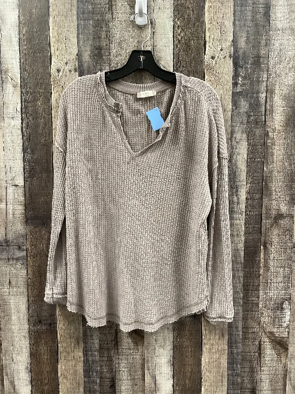 Button-up Shirts Top Long Sleeve By Altard State In Taupe, Size: S