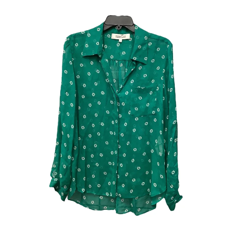 Funky Socks Top Long Sleeve Designer By Diane Von Furstenberg In Green, Size: 6