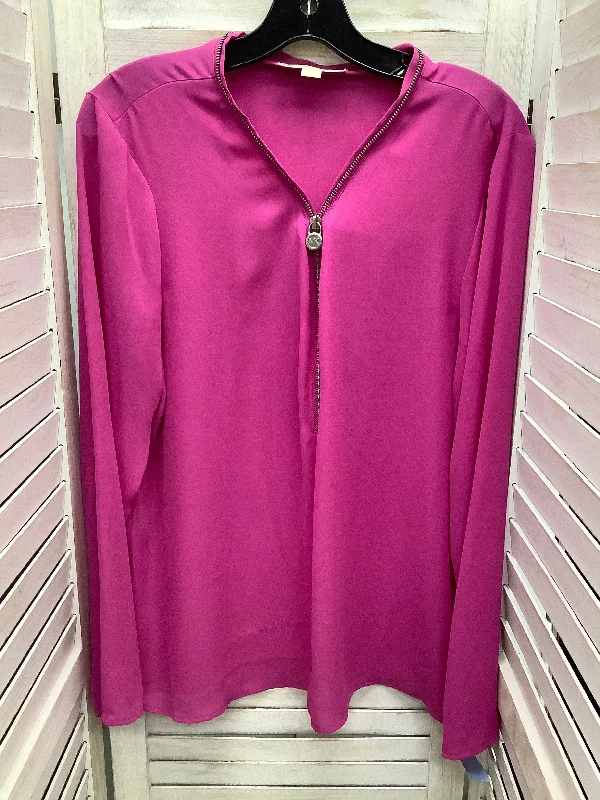 Business Casual Top Long Sleeve By Michael By Michael Kors In Pink, Size: Xl