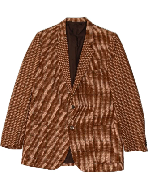 Street Shorts VINTAGE Mens 2 Button Blazer Jacket UK 38 Medium Brown Houndstooth