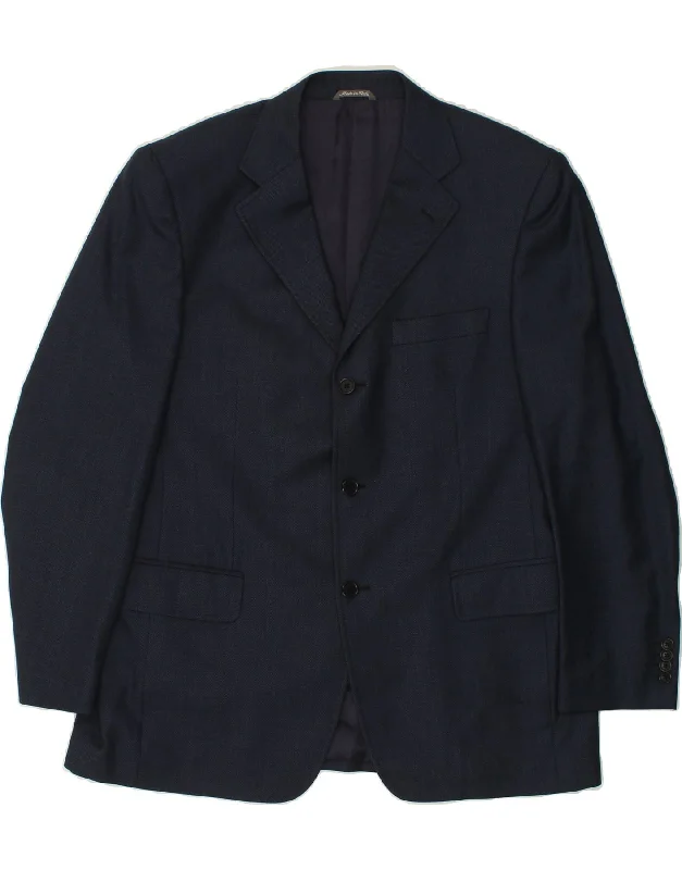 Casual Suits LORO PIANA Mens 3 Button Blazer Jacket IT 54 2XL Navy Blue Wool