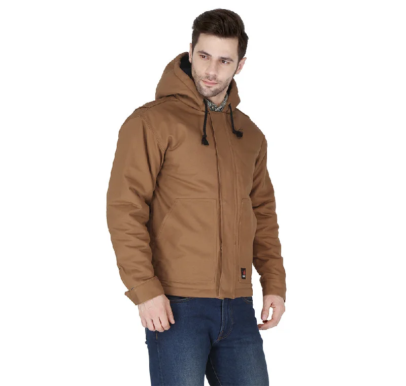 Street Style Forge Fr Men's Brown Insulated Duck Hooded Jacket