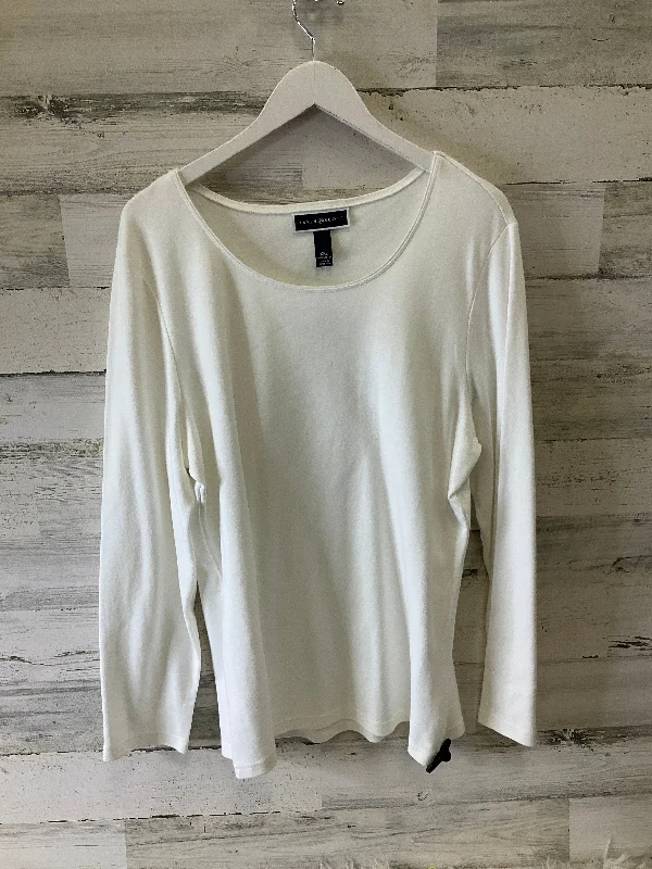 Business Attire Top Long Sleeve Basic By Karen Scott In White, Size: Xxl