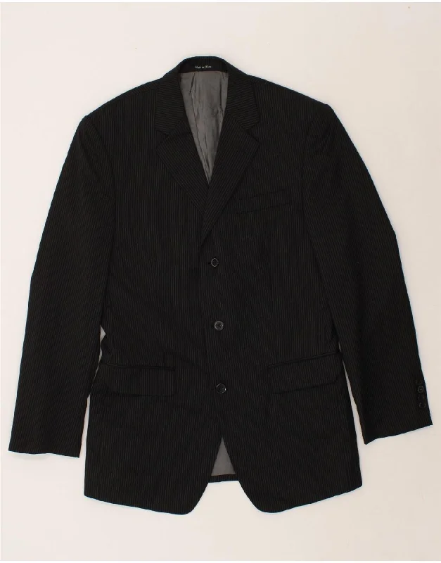 Street Jackets MICHAEL KORS Mens 3 Button Blazer Jacket UK 36 Small Black Pinstripe Wool