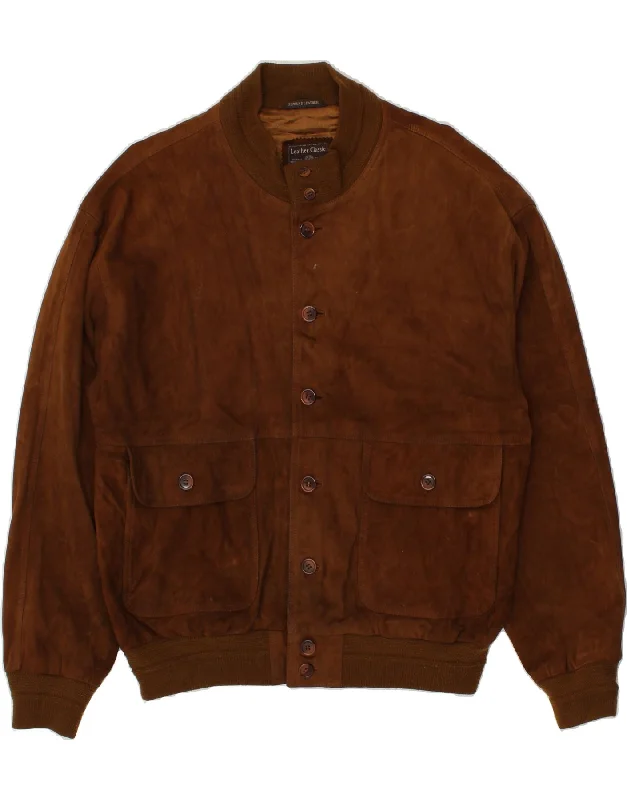 Trendy Blazers VINTAGE Mens Suede Bomber Jacket IT 54 2XL Brown Leather