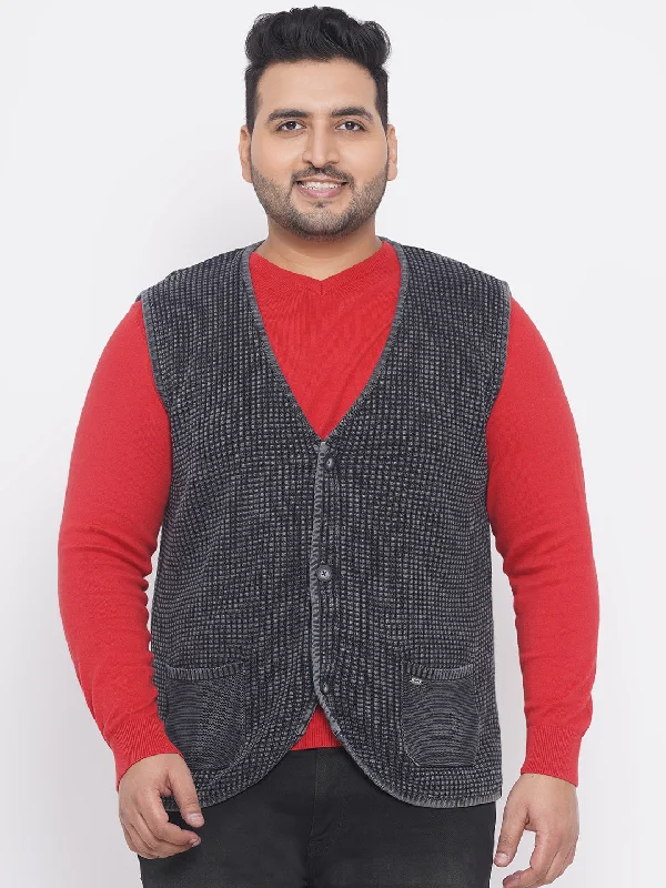 Stylish Trousers Engbers - Plus Size Men's Regular Fit Grey Pure Woolen Winter Wear Waist Coat