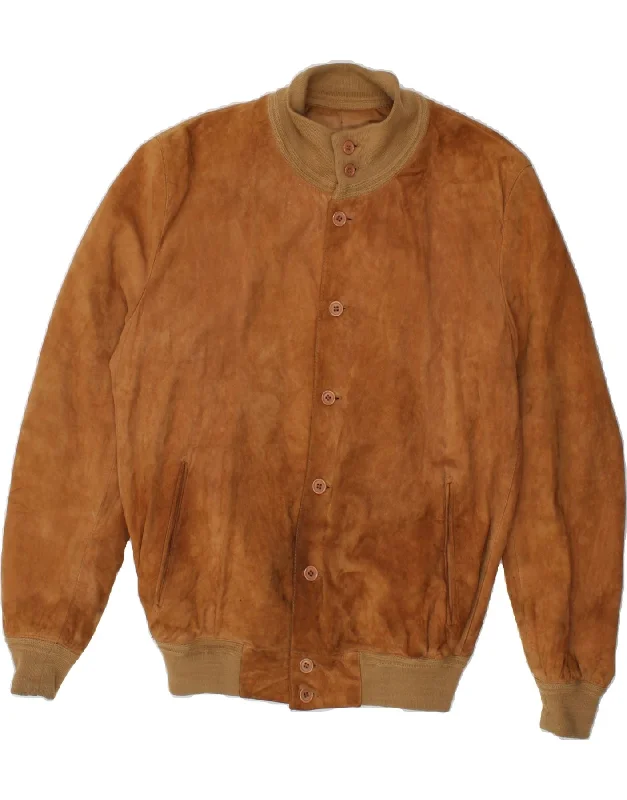 Fashion Sneakers VINTAGE Mens Suede Bomber Jacket UK 42 XL Brown