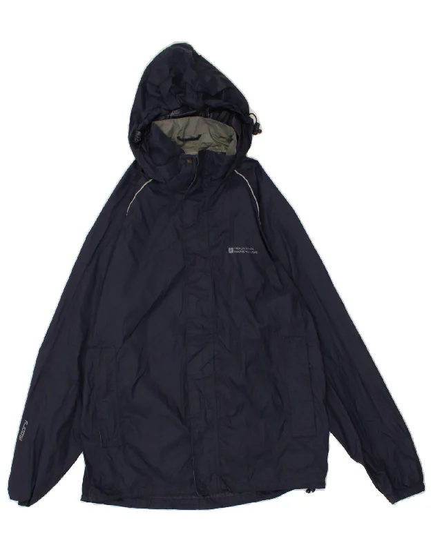 Rain Jackets MOUNTAIN WAREHOUSE Mens Hooded Rain Jacket UK 36 Small Navy Blue Nylon