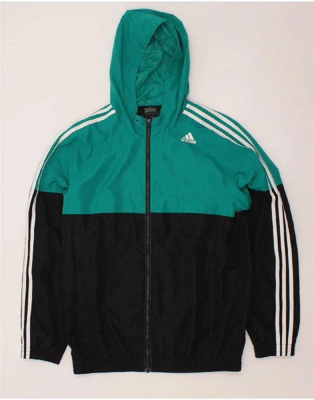 Tailored Blazers ADIDAS Mens Hooded Rain Jacket UK 38/40 Medium Green Colourblock Polyester