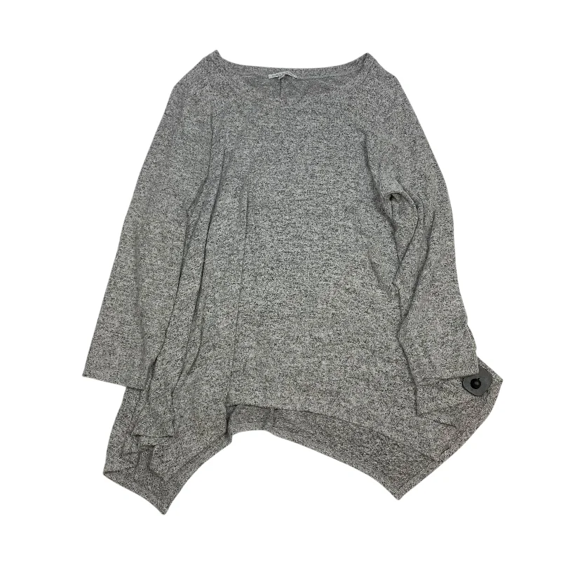 Trendy Jeans Top Long Sleeve By Green Envelope In Grey, Size: 2x