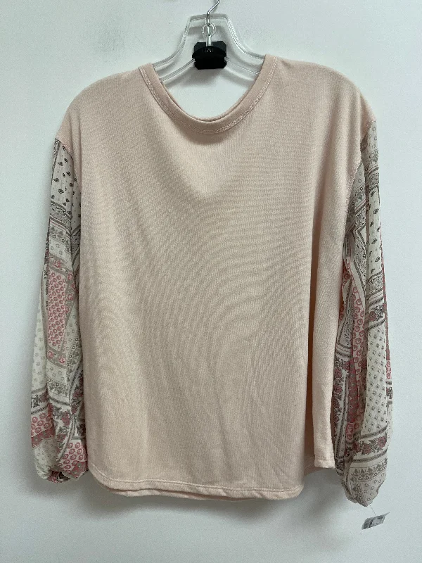 Streetwear Fashion Top Long Sleeve By Andree By Unit In Pink, Size: S