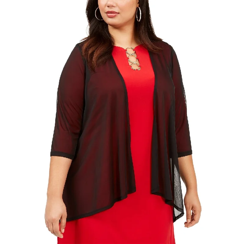 Street-inspired Connected Women's Plus Size Open-Front Shrug Black Size 2X