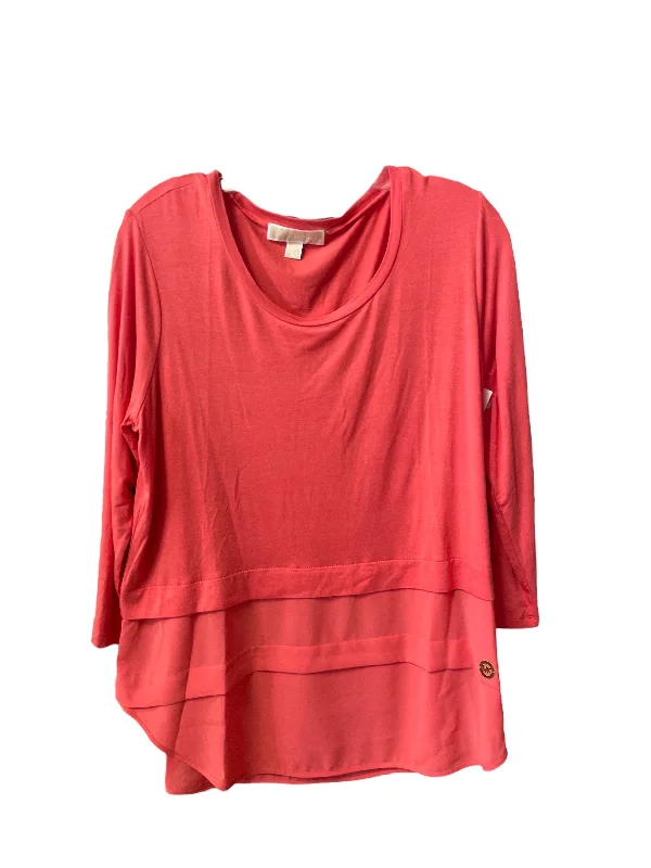 Funky Prints Top Long Sleeve Designer By Michael By Michael Kors In Pink, Size: L