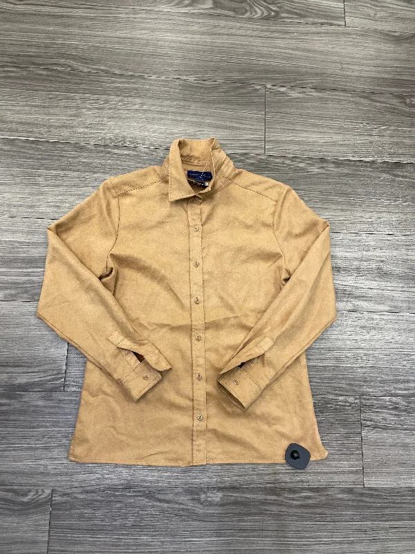 Modern Menswear Top Long Sleeve By Charter Club In Tan, Size: S