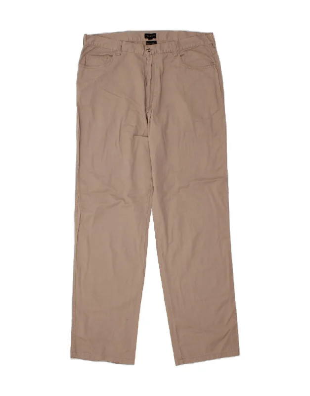 Street Style DIADORA Mens Straight Casual Trousers EU 48 Medium W40 L37  Brown Cotton