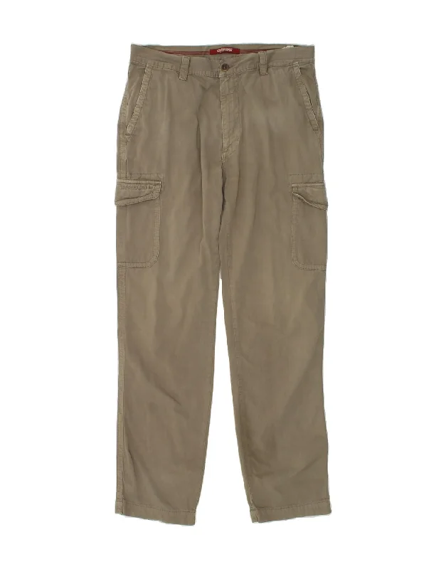 Street Style CARRERA Mens Straight Cargo Trousers W36 L33 Khaki Cotton