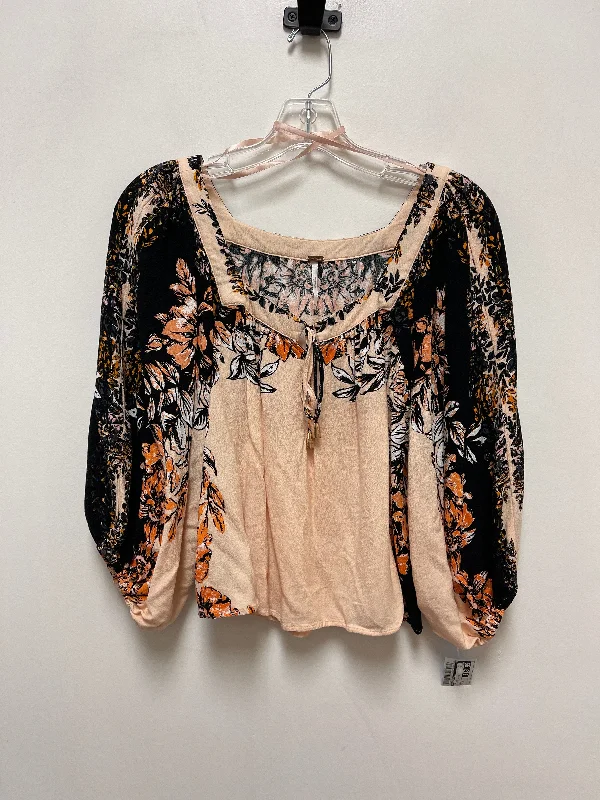 Jogging Suits Top Long Sleeve By Free People In Black & Orange, Size: Xs