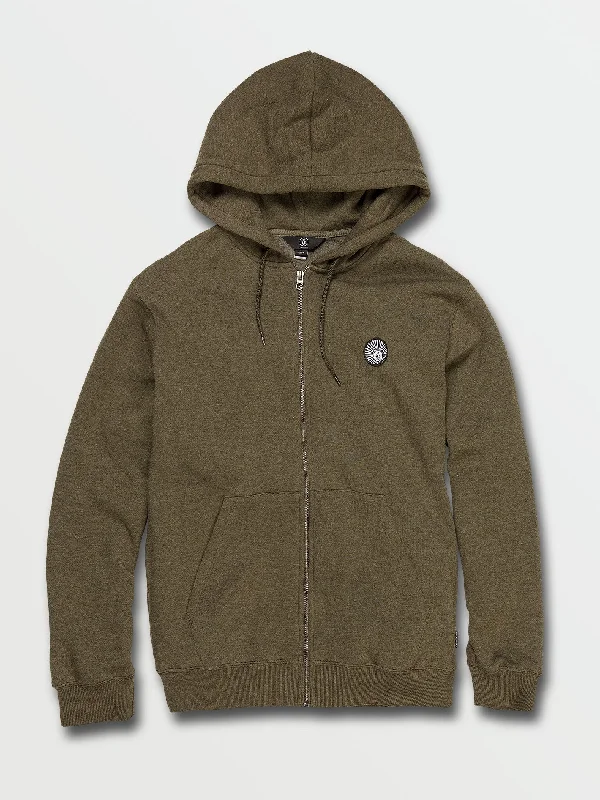 Athletic Shorts Single Stone Zip Fleece Hoodie - Military