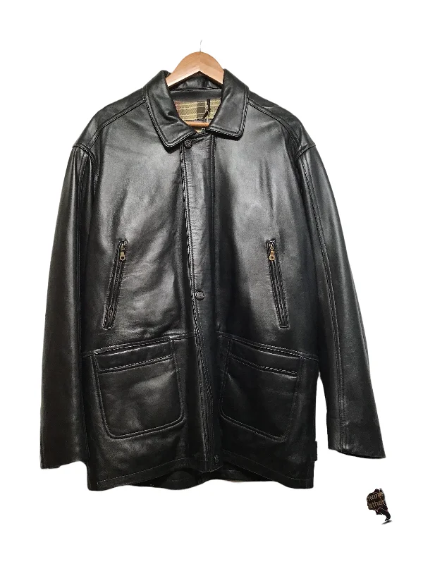 Modern Menswear Black Leather Coat (Size XL)