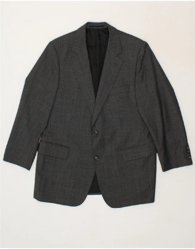 Sporty Looks BURBERRY Mens 2 Button Blazer Jacket UK 40 Large Grey Check Virgin Wool