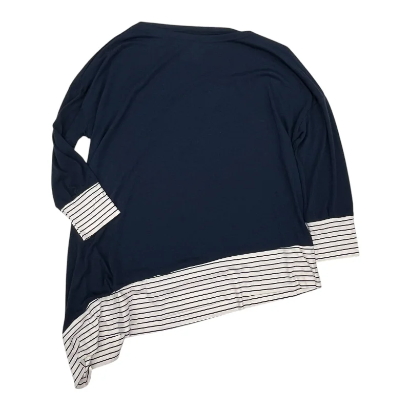 Monochrome Style Top Ls By Cmf In Navy, Size:1X