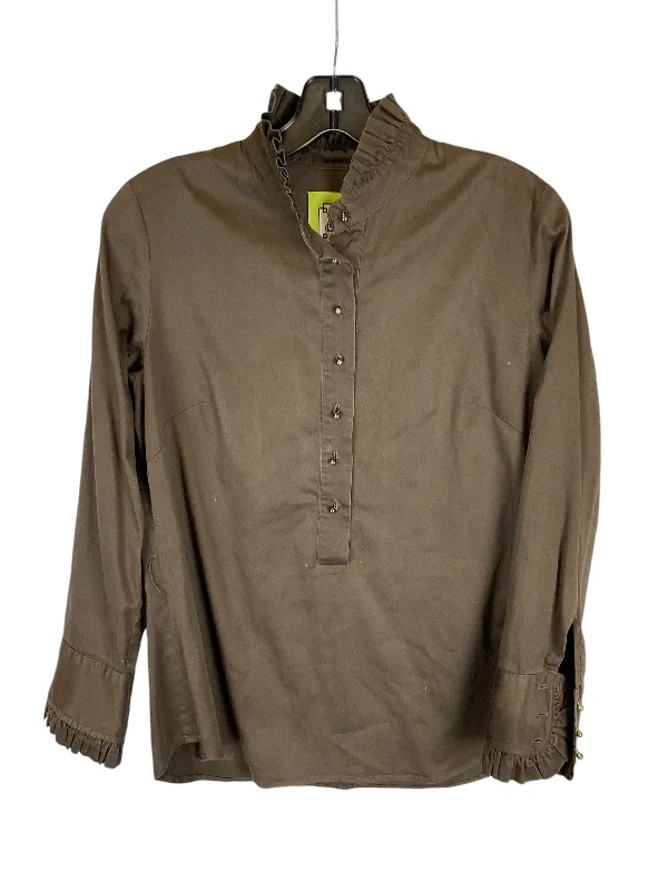 Statement Jackets Top Long Sleeve Designer By Elizabeth Mckay In Brown, Size: 6