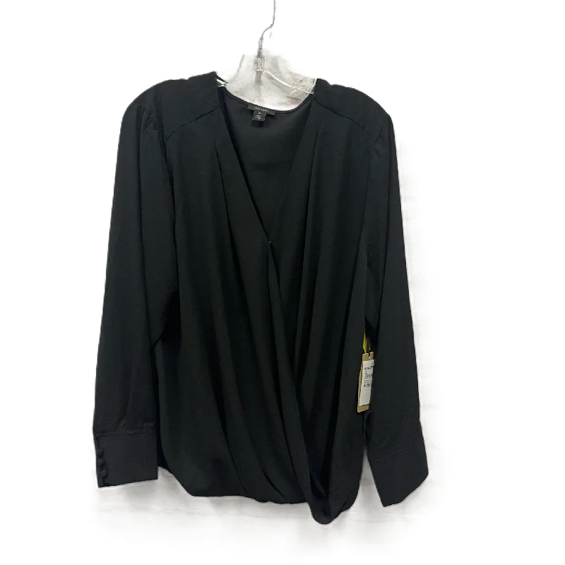 Luxury Suits Top Long Sleeve By Halogen In Black, Size: 3x